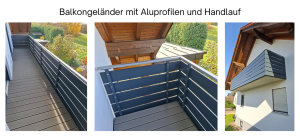 Balkongeländer mit Aluprofilen und Handlauf - 1